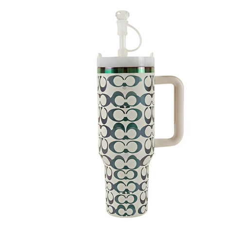 Holografischer Monogramm Quencher Tumbler  (1,2 l) – Weiß