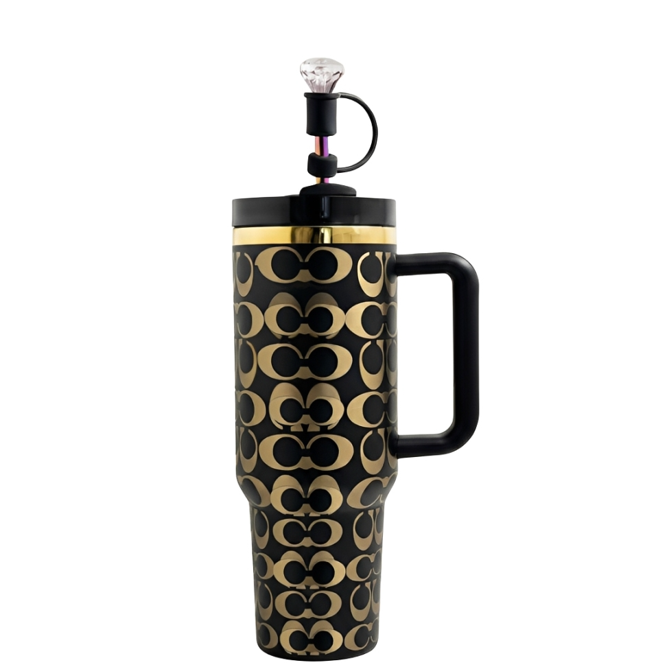 Holografischer Monogramm Tumbler  (1,2 l) – Schwarz & Gold